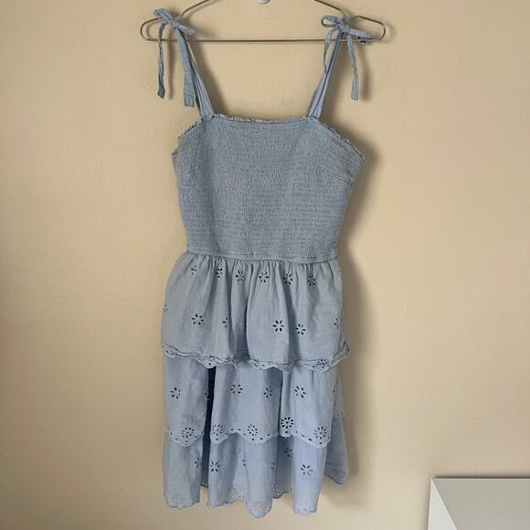 Sincerely Jules Blue Strapless Eyelet Dress Size M - Picture 1 of 8